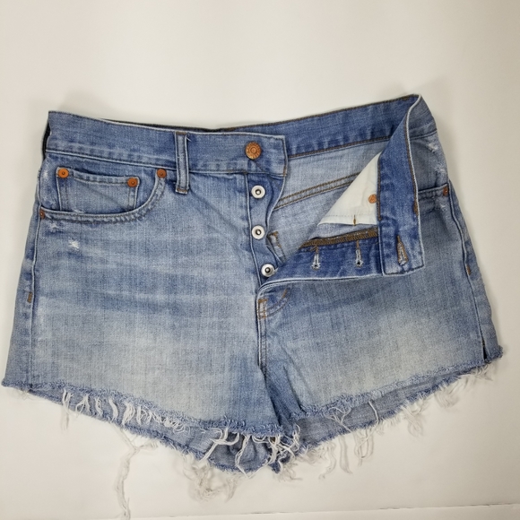Madewell Sz 29 Relaxed Denim Shorts Button Fly Fray - Picture 5 of 10